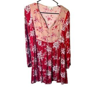 Tassels N Lace Burgundy Boho Floral Dress Size Small